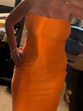 Strapless Bodycon Dress in Orange